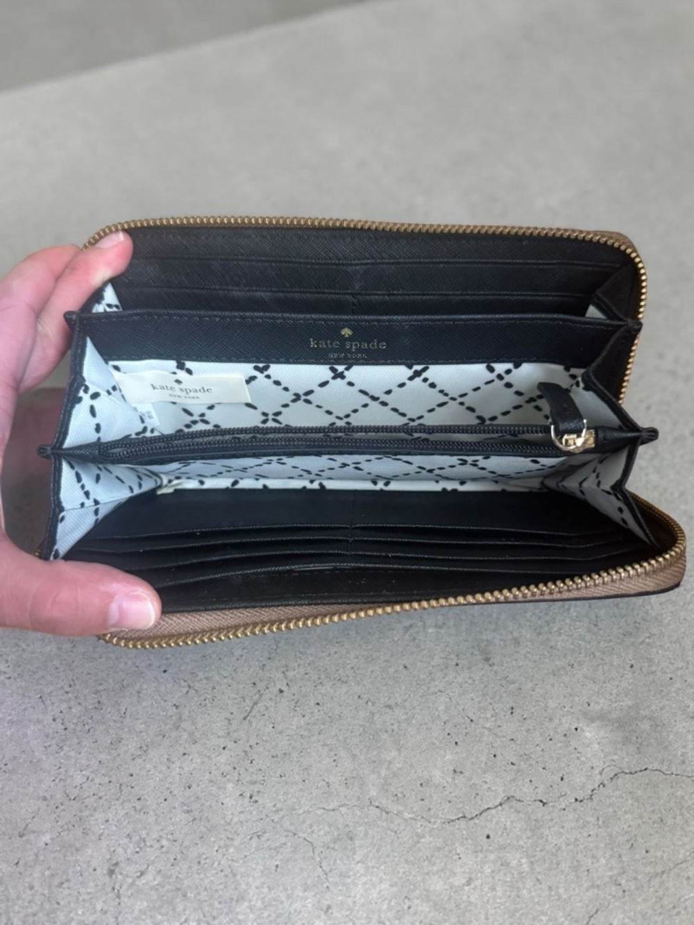 kate spade Two-Tone Zip Wallet in Taupe and Black - Picture 5 of 7
